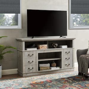 60 in. Vintage Light Gray Traditional TV Media Stand Storage Cabinet with Drawer for TVs up to 65 in.