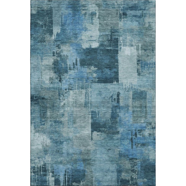 Mayfield Premium Machine Washable Abstract AMF2069 Blue 10 ft. x 14 ft. Area Rug