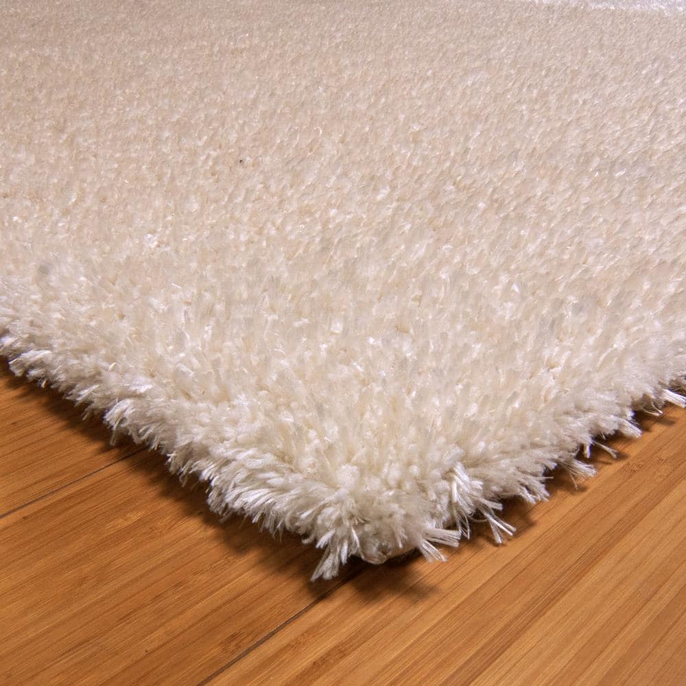 Ivory Rectangular 8' x 10' Tufted Synthetic Shag Area Rug