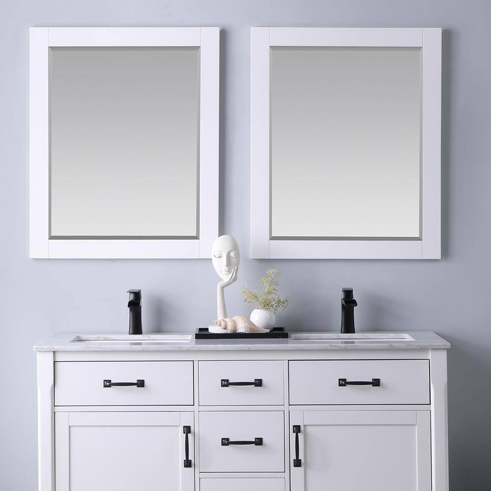 Maribella 36" Rectangular Wood Framed Bathroom Vanity Mirror in Silver