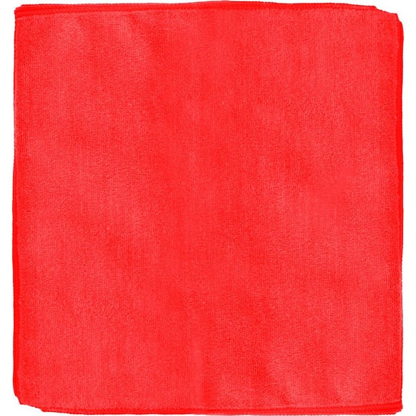 12 in. x 12 in. General Purpose Microfiber Cleaning Cloth in Red (12-Pack)