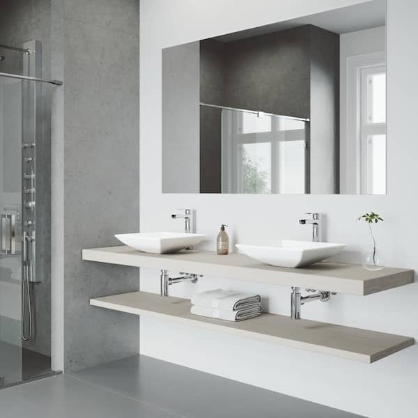 Hibiscus Matte Stone Vessel Bathroom Sink in White with Amada Faucet in Matte Gold