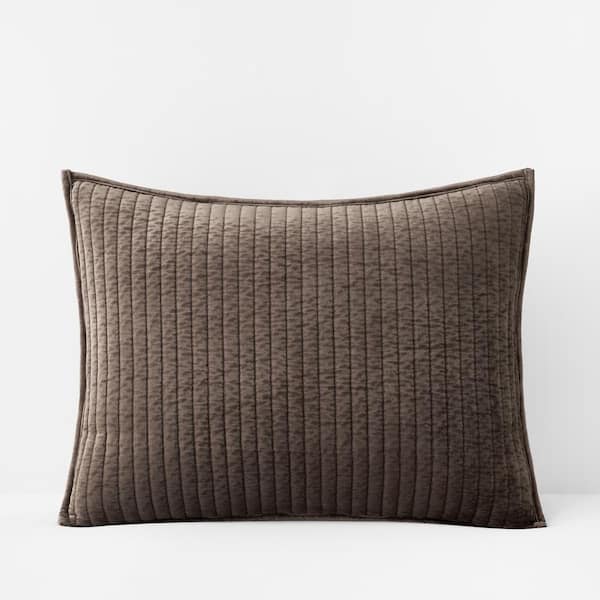 The Company Store Legends Luxury Harmony Velvet Taupe Cotton Blend King Sham
