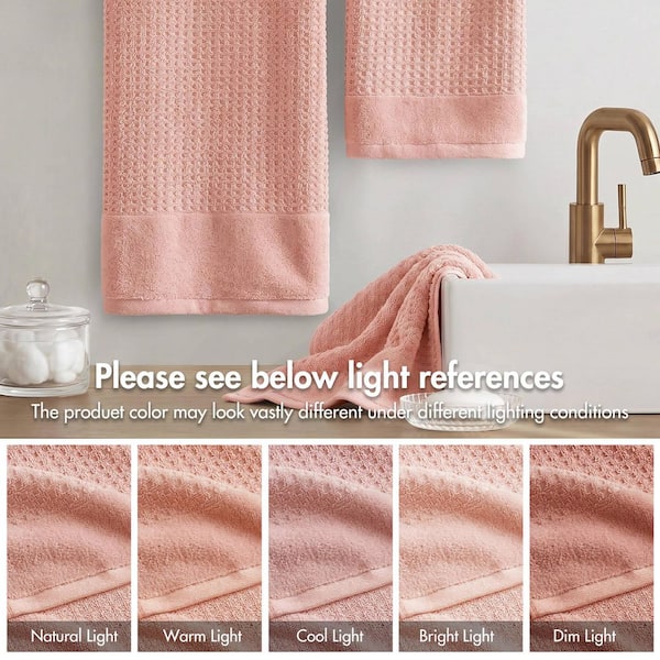 Madison Park Spa Waffle 6-Piece Pink Cotton Jacquard Antimicrobial