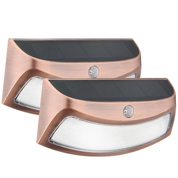 Honbei 2-Pack Copper Integrated LED Weather Resistant IP65 Path Light, Dusk to Dawn, 20Lumen Solar Powered Outdoor Garden Light