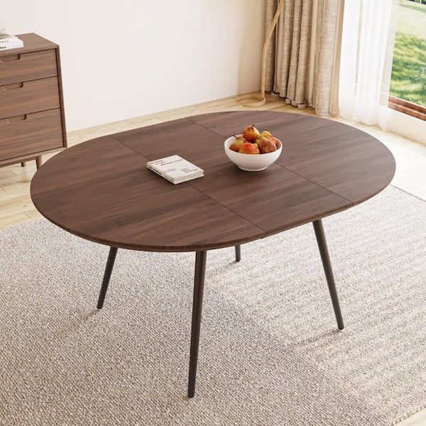 GOJANE 59.1 in. Extendable Oval MDF Dining Table for 4-6 Person
