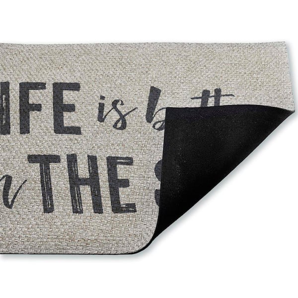 Life Better In The Sun Brown 18 in. x 30 in. Polyester Non-Slip Outdoor Door Mat