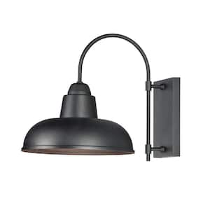Industrial 1-Light Black Outdoor Hardwired Wall Sconce