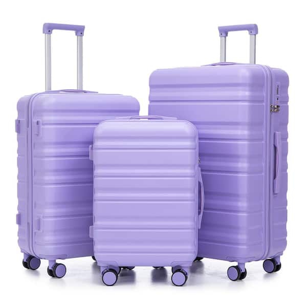Tatahance 3-Piece Light Purple ABS Hardside Spinner Luggage Set