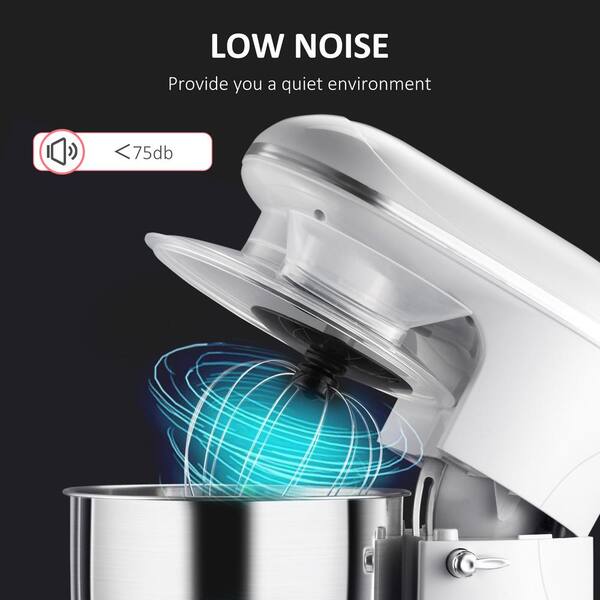MAHCIE Siavonce 600-Watt Tilt-Head Stand Silver Mixer: 6 Plus 1P Speed, 6