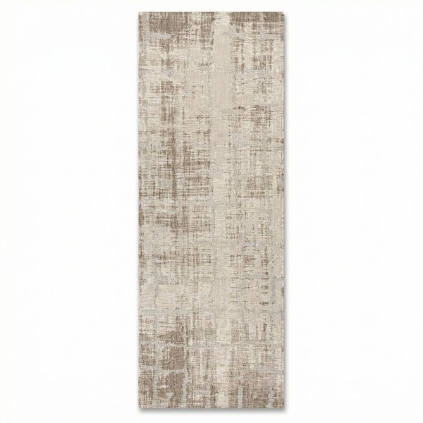 Charm Tiverton Sand-Ivory 2 ft. x 7 ft. Transitional Flatwoven Abstract Polypropylene Runner Indoor/Outdoor Area Rug