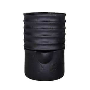 6 in. Dia x 9 in. H Ribbed Cylinder Composite Self Watering Pot in Black