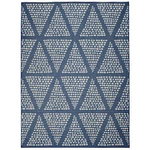 Blue 8 ft. x 10 ft. Geometric Polypropylene Indoor/Outdoor Patio Area Rug