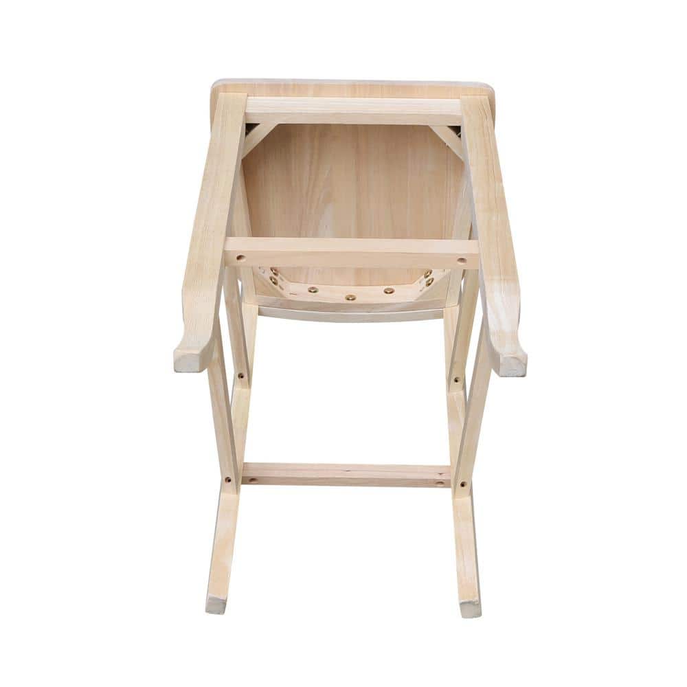 Traditional Elegant Unfinished Parawood 29" Double X-Back Barstool