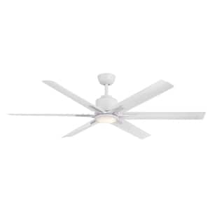 Kensgrove II 60 in. Smart Indoor/Outdoor Matte White Ceiling Fan with Remote Included Powered by Hubspace