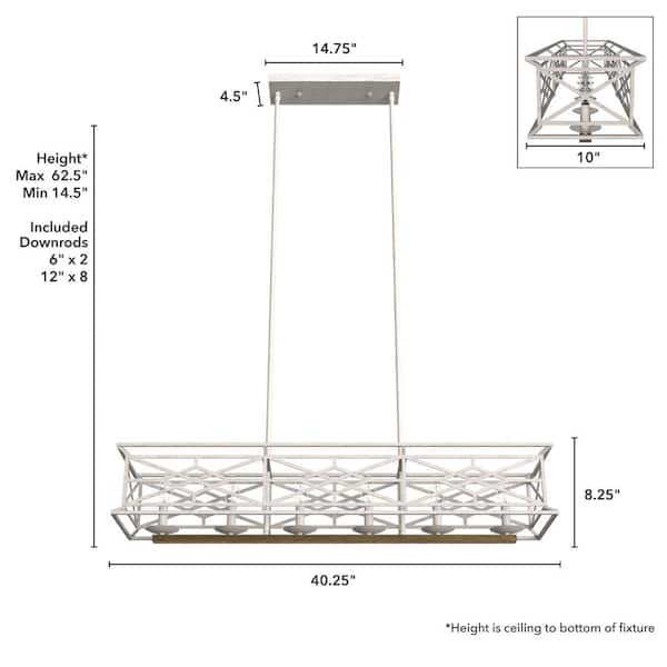 Hunter Langwood 6 Light Distressed White Basket Chandelier Kitchen Light