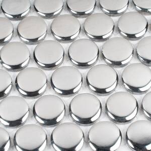 Cirkel Silver 11.46 in. x 12.4 in. Glossy Porcelain Mosaic Wall and Floor Tile (9.87 sq. ft./case) (10-pack)