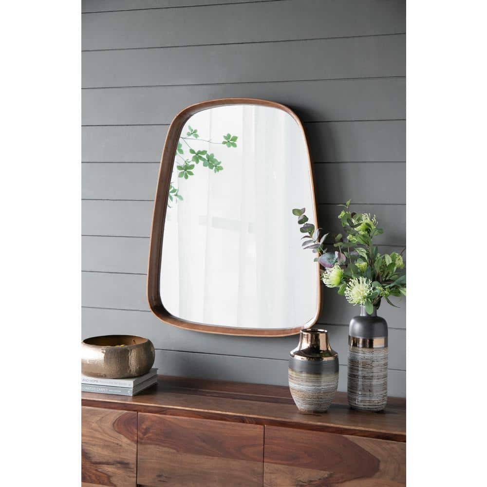 Wayne Light Brown Wood Rectangular Vanity Mirror