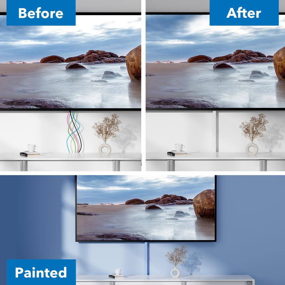 White PVC Wall Cable Concealer Kit with Connectors