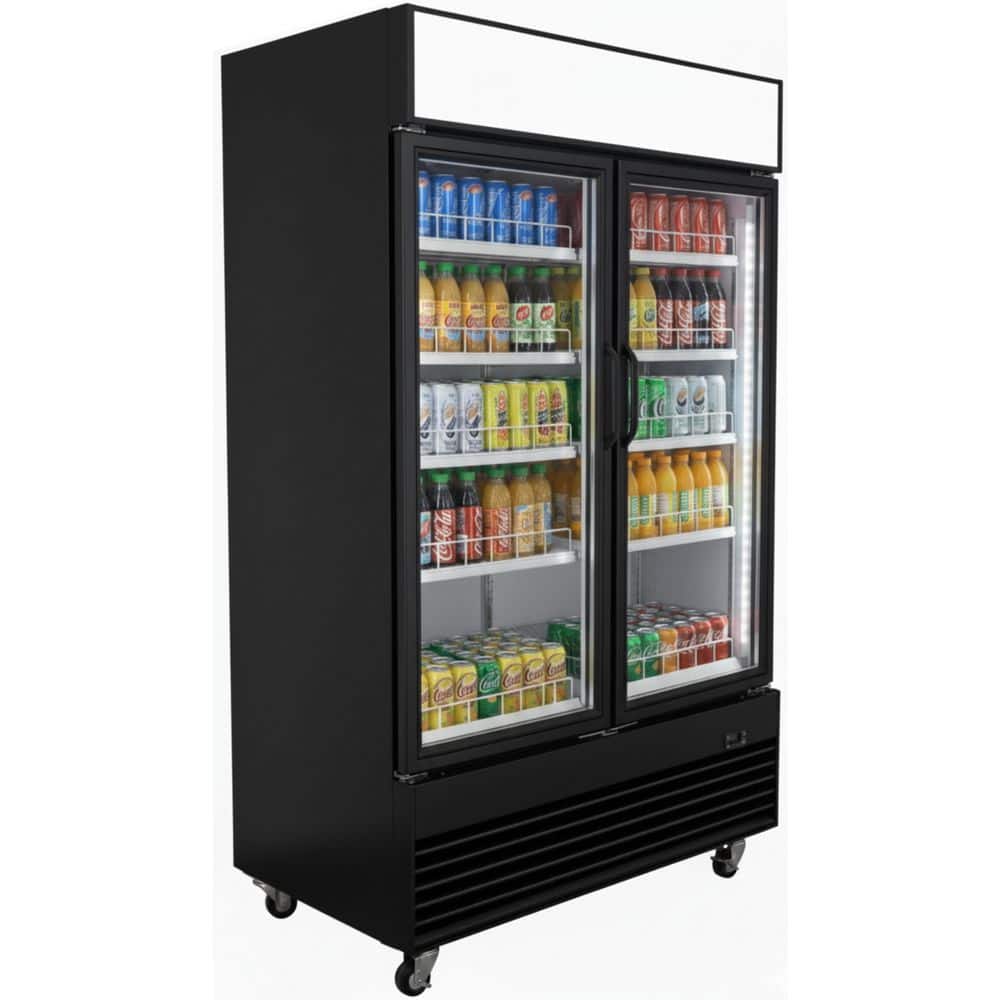 55 in. 39.9 cu. ft. Commercial NSF Two Glass Door Refrigerator Cooler ED50MR in Black