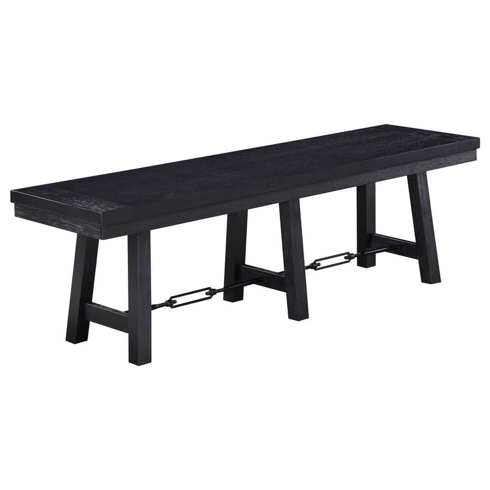 Newport Black Trestle Industrial Dining Bench