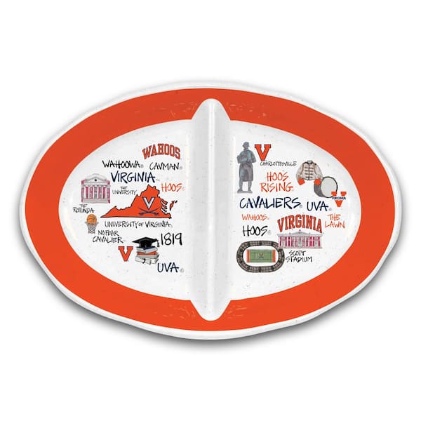 Magnolia Lane Virginia 16.5 in. Assorted Colors 2 Section Melamine Serving Platter