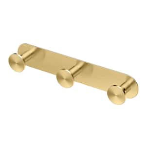 Glamour All Modern Decor Triple Robe Hook Knob in Brushed Brass