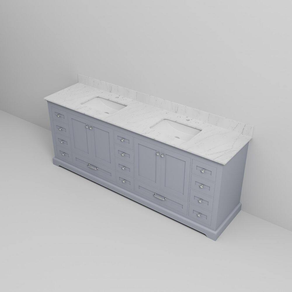 Dukes 84" Dark Grey Double Vanity with White Carrara Marble Top