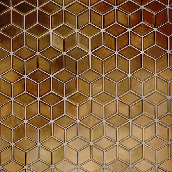 Hudson Rhombus Gold 10 in. x 12 in. Porcelain Floor and Wall Mosaic Tile (8.56 sq. ft. /Case)