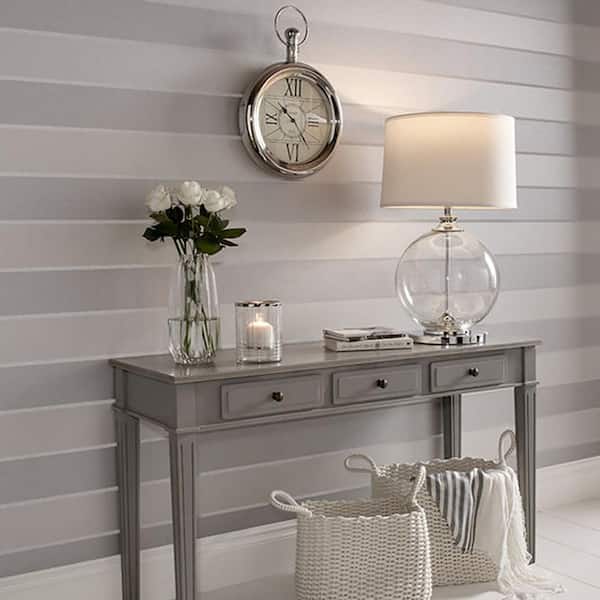 Baroque Bead Stripe Platinum Grey Paste the Wall Wallpaper