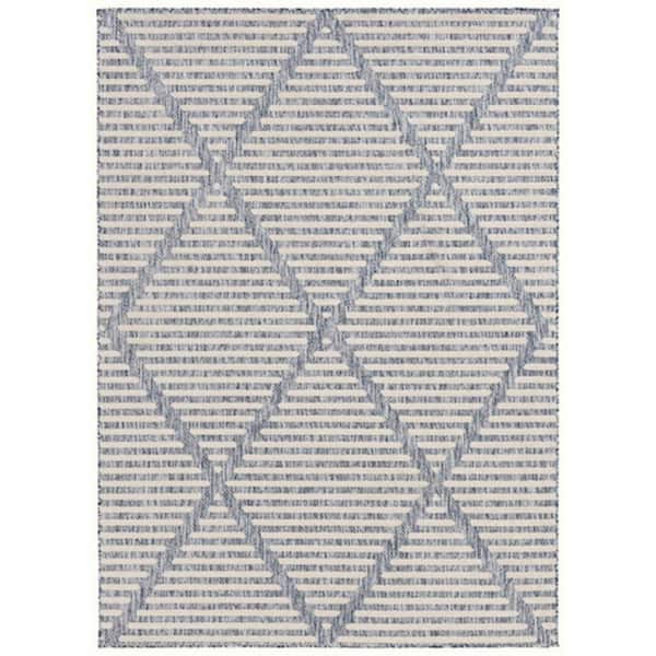Benjara Modern Cream and Blue 8 ft. x 10 ft. Polypropylene Area Rug