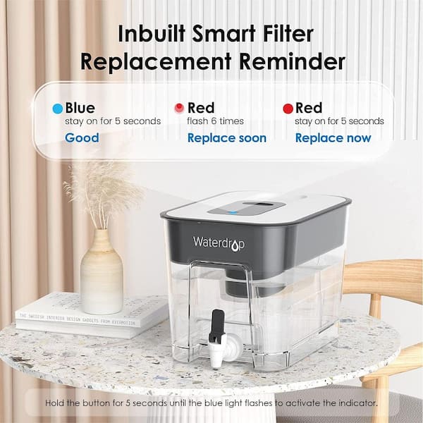 Waterdrop WFD-22L, WD- 200 Gal. Long-Life 40-Cup Large Water Filter Dispenser with 1 Filter, for Home and Office
