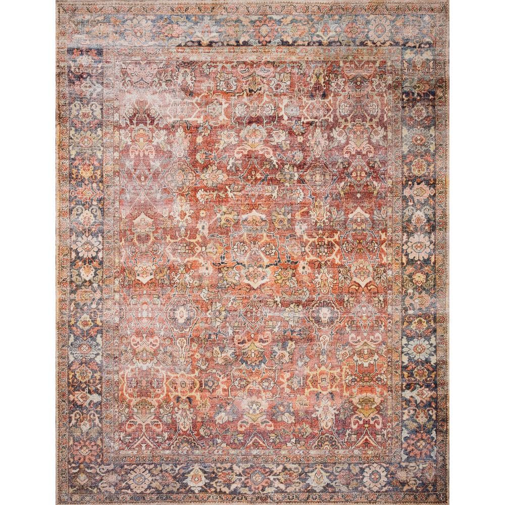 Layla Red and Marine Distressed Bohemian Runner Rug