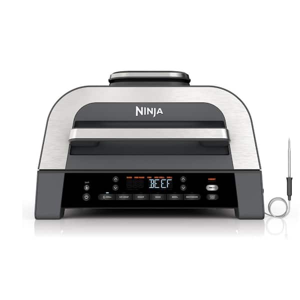 NINJA Foodi Smart XL 6-in-1 Stainless Steel Indoor Grill with Built in Thermometer DG551