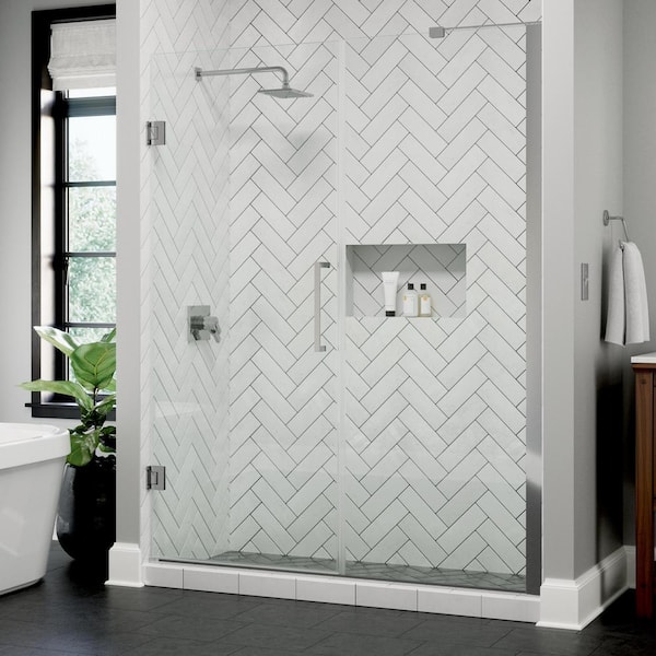 Bridger Heavy Hinge 9.84 in. W x 3 in. D Frameless Pivot Shower/Tub Hardware Assembly Kit, Chrome (For 36-60 in. Doors)