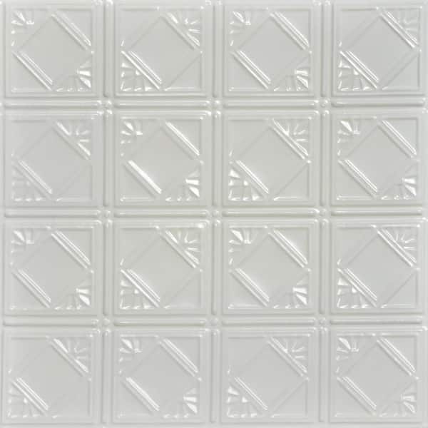 FROM PLAIN TO BEAUTIFUL IN HOURS Carnivale Eggshell White 2 ft. x 2 ft. Decorative Nail Up Tin Ceiling Tile (24 sq. ft. /Case)