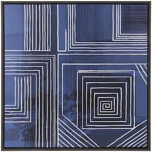 1-Panel Geometric Framed Wall Art Print with White Square Outlines 40 in. x 40 in.