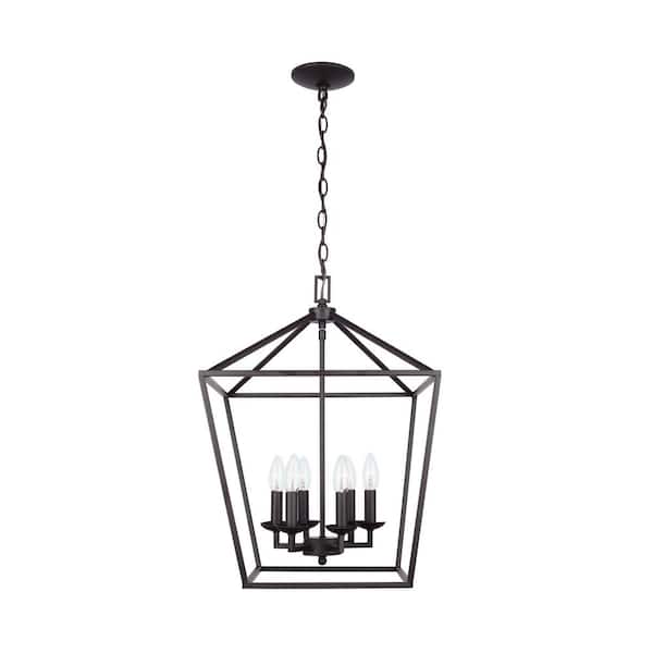Home Decorators Collection Weyburn 6-Light Bronze Farmhouse Chandelier Light Fixture with Caged Metal Shade