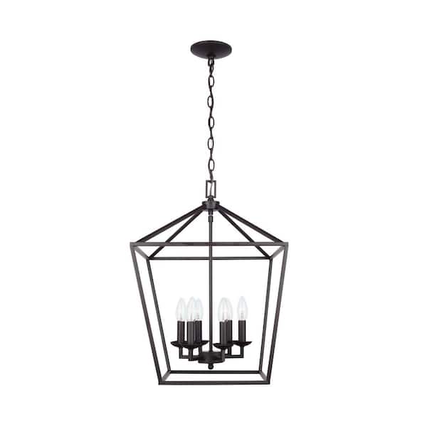 Weyburn 6-Light Bronze Farmhouse Chandelier Light Fixture with Caged Metal Shade
