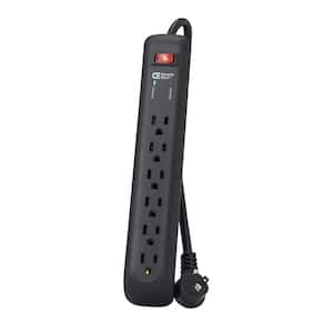 8 ft. 6-Outlet Surge Protector with 45 Degree Flat Angle Plug, Black