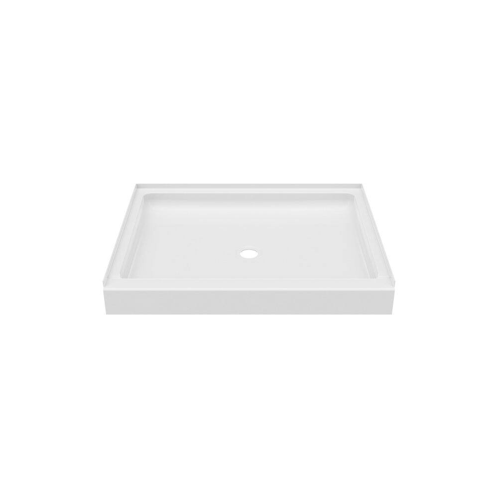 White Rectangular Veritek Shower Base with Center Drain