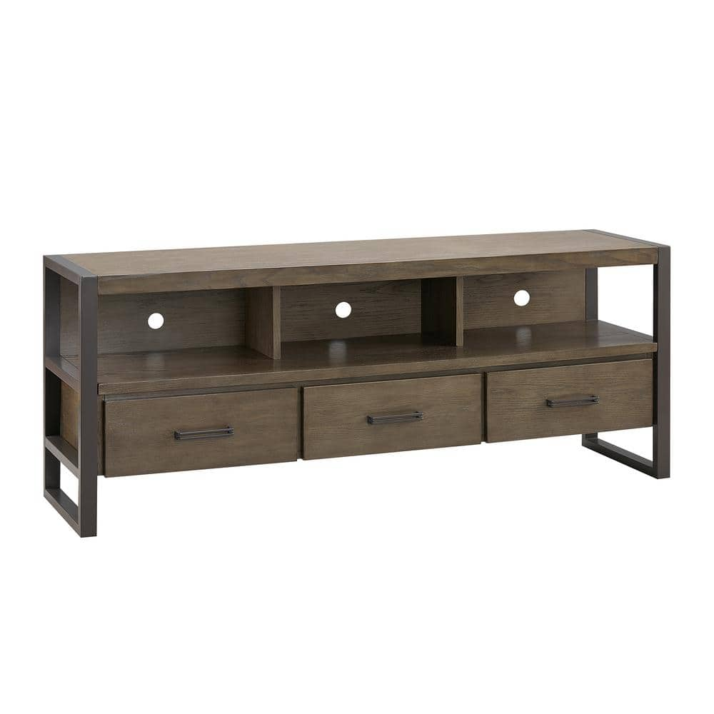 Leick Home Ender 60 in. W Smoke and Gunmetal Gray Mixed Metal and Wood TV Stand For up to 65 in. TV's