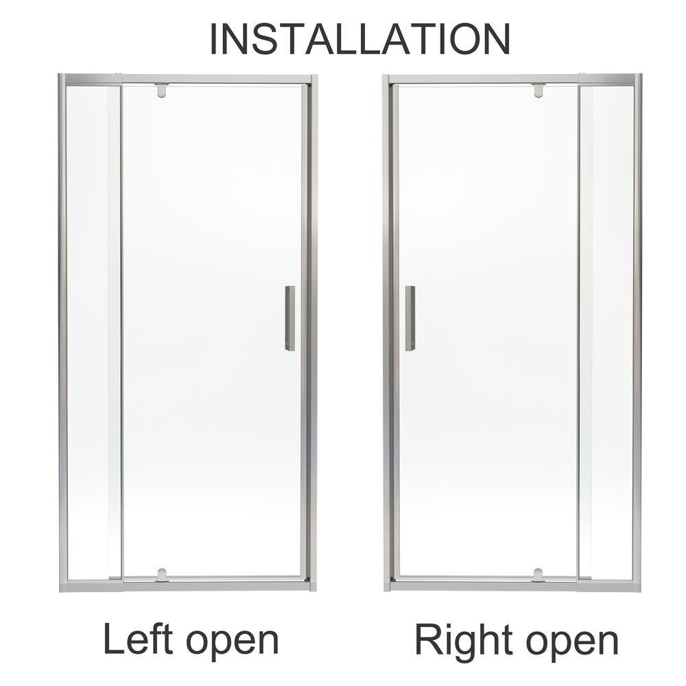36'' W x 72'' H Clear Glass Pivot Shower Door with Chrome Frame