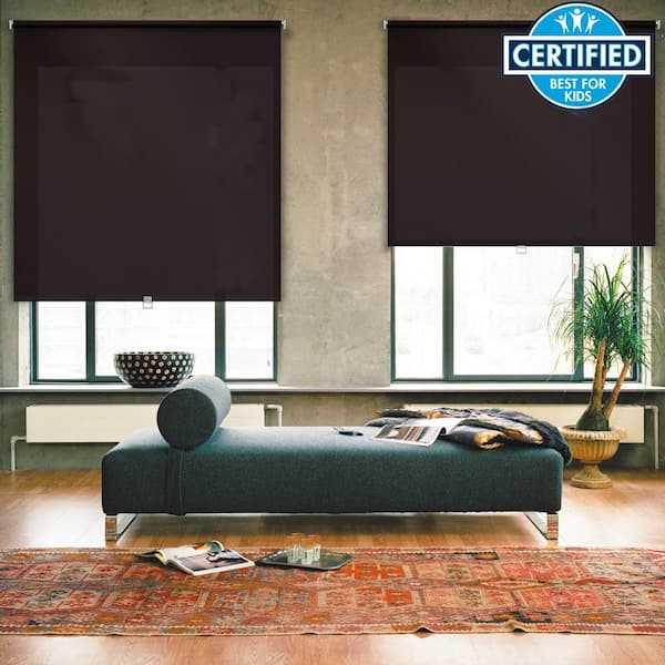 iFit Cut-to-Size 31 in. W x 73 in. L Brown Cordless Room Darkening Polyester Fabric Roller Shade