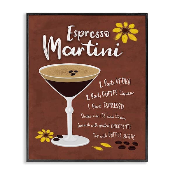 Stupell Industries Espresso Martini with Recipe by Deborah Curiel Black Framed Food Giclee Art Print 30 in. x 24 in.