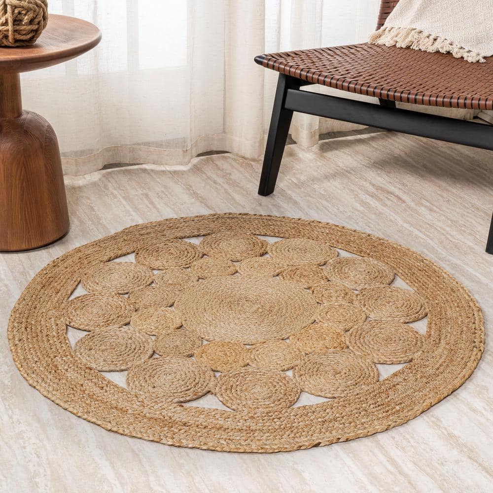 JONATHAN Y Cassia Round Natural Jute Boho Circle Natural 6 ft. Round ...