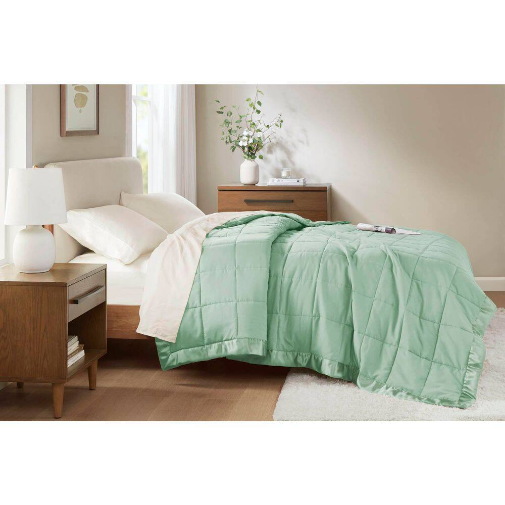 Full Seafoam Down Alternative Blanket with Satin Trim