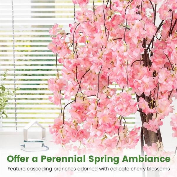 HONEY JOY 2 Pack 5.5 ft. Tall Artificial Cherry Blossom Tree with
