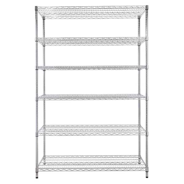 6-Tier Steel Heavy Duty Shelving Unit Chrome Finish
