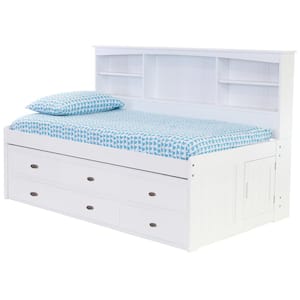 Mission Casual White Twin Sized Bookcase Daybed with 6-Drawers
